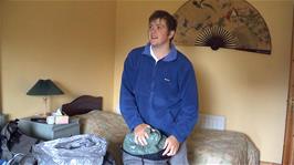 Gavin enjoys Herbie Goes to Monte Carlo on TV while packing his panniers in our luxurious room at the Patrickswell B&B, after a very leisurely start to the day